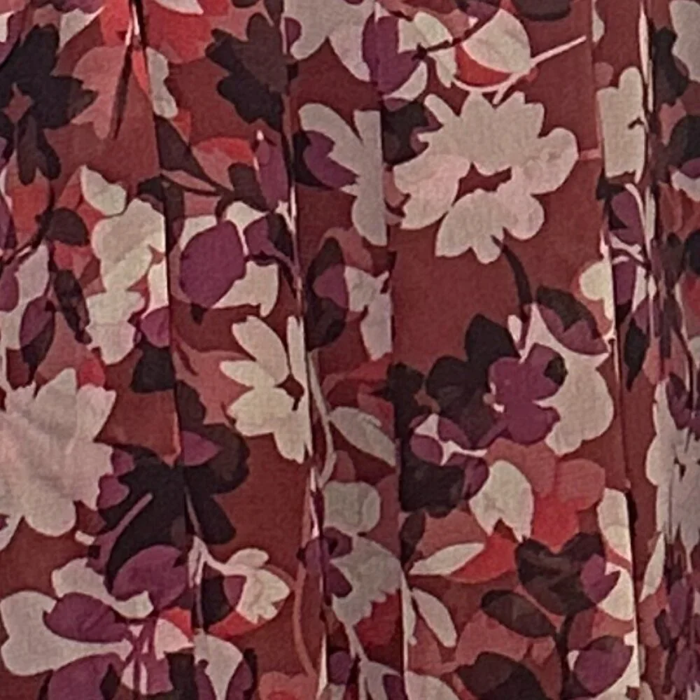 Just Taylor High Neck Ruffled Skirt Burgundy Floral Print Womens Size 6 Dress - Picture 6 of 10